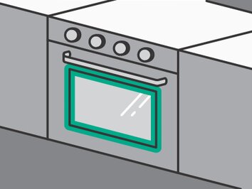 Illustration Backrohr mit grün markierter Dichtung